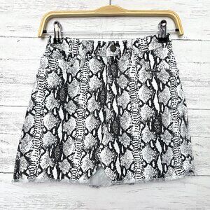 Frame Denim Python Skirt White & Black Snakeskin Print Jean Skirt size 2